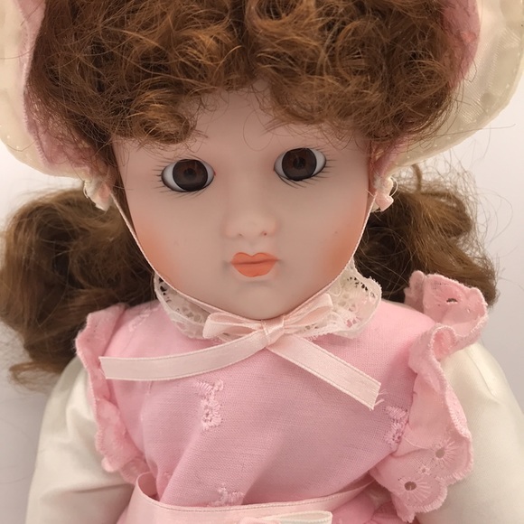Vintage Porcelain Doll with Soft Body on Metal Stand 16” inches Tall approx - Picture 5 of 11